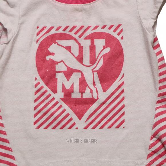 4/$20 - Puma Baby Girls White & Pink Striped Logo T-Shirt Size 12 Months - Picture 3 of 7